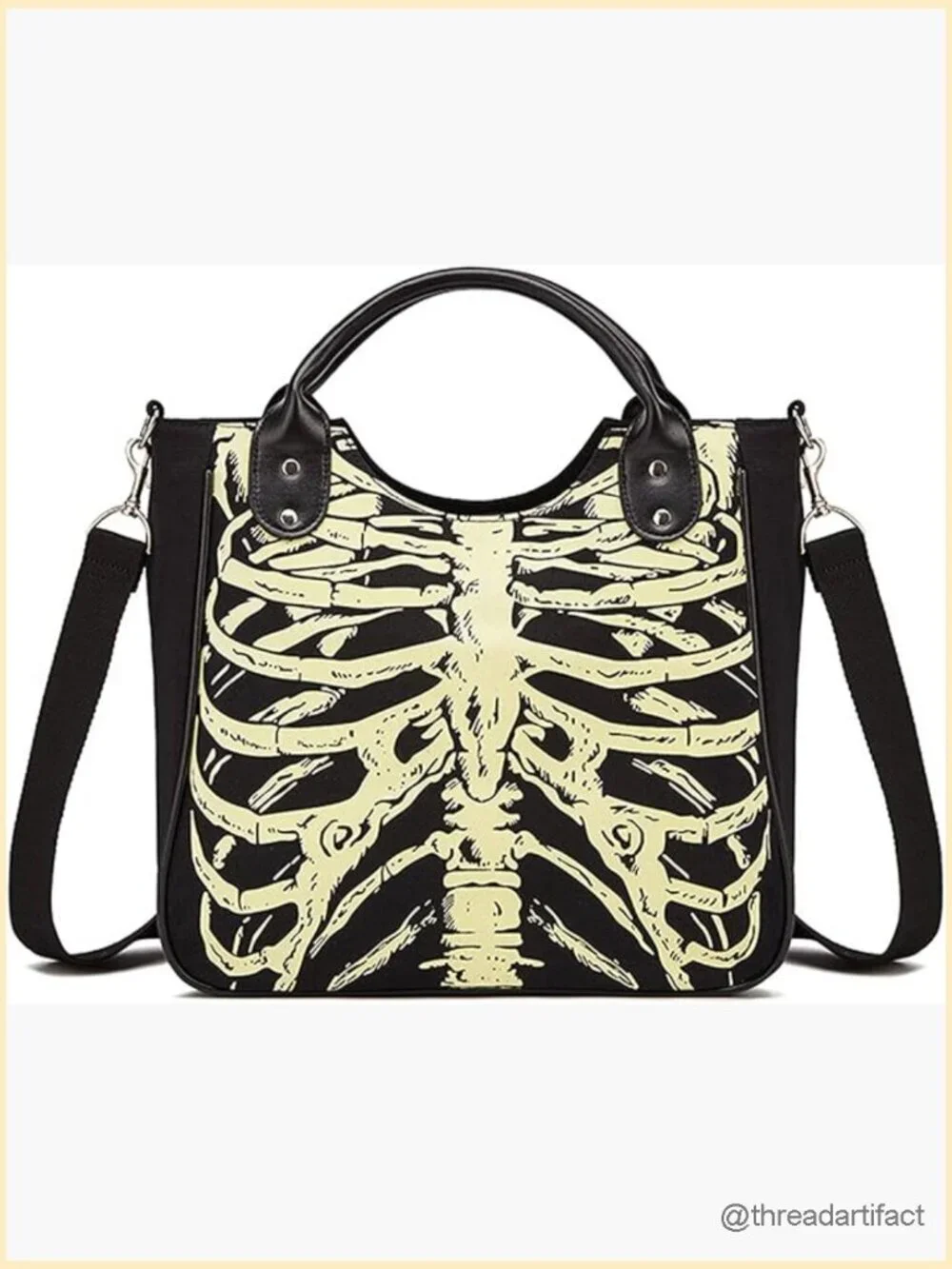Gothic Canvas Skull Backpack Luminous Crossbody Bag Halloween Horror